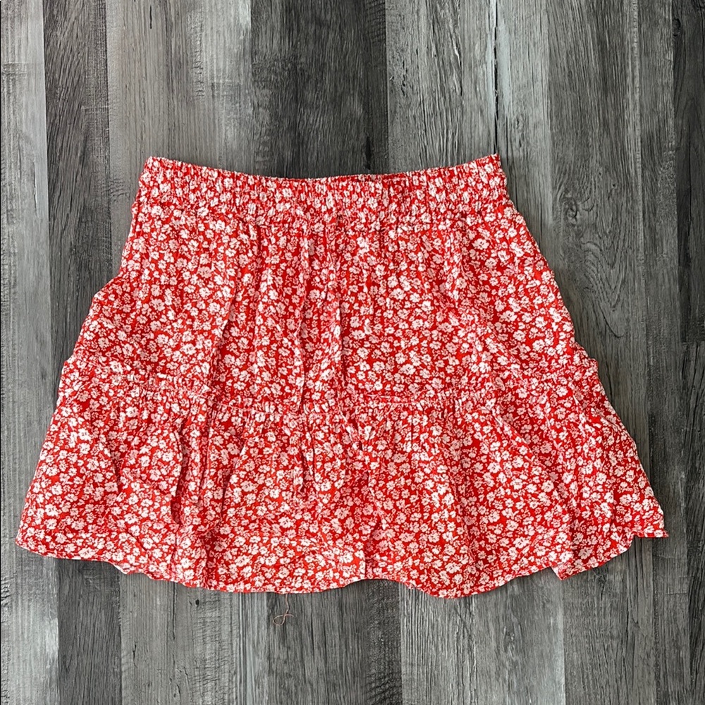 Subdued, Floral Red Skirt